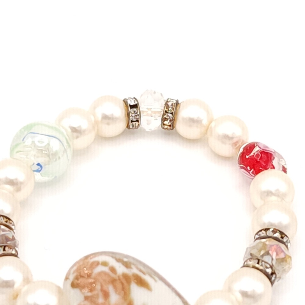 Set of 4 Faux Pearl Stretch Bracelets White Beaded Stackable Jewelry - Picture 2 of 9
